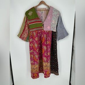 Jaded Gypsy Dress Multicolor Maxi Floral Patchwork Women’s Free Size V1